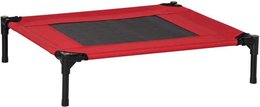 MHSTAR UK LTD Pawhut Pet Raised Bed Elevated Cool Cot Home Camping Basket Breathable M Red