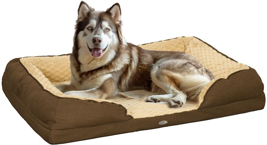 MHSTAR UK LTD PawHut Dog Bed Calming Pet Bed Dog Mattress with Removable Washable Cover, Anti-Slip Bottom, for Large Sized Dogs, 120L x 80W x 22Hcm - Brown