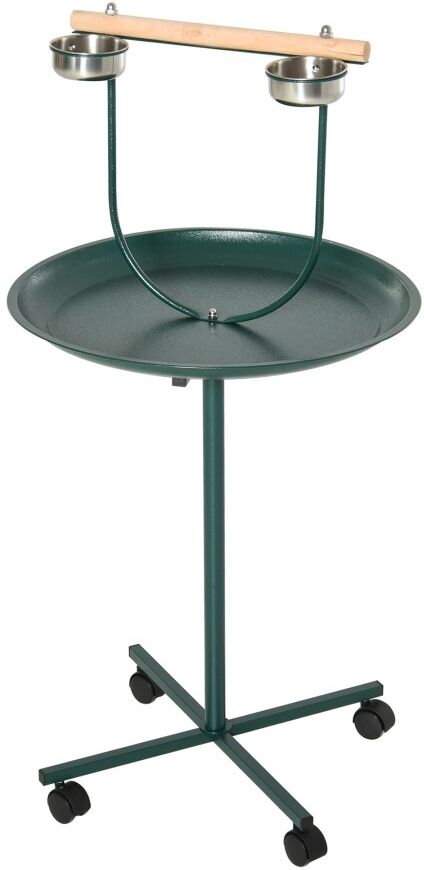 MHSTAR UK LTD PawHut Bird Perch Stand, T-Stand Bird Training with Perch, Four Wheels, Feeding Bowls, Parrot Stand for Small & Medium Birds, Green
