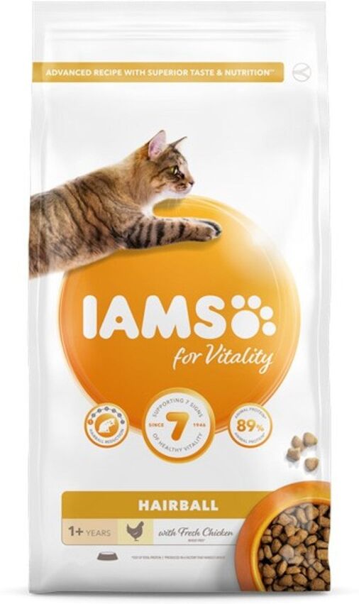 Real Pet Store Iams Vitality Hairball Adult Cat Food Chicken 2kg