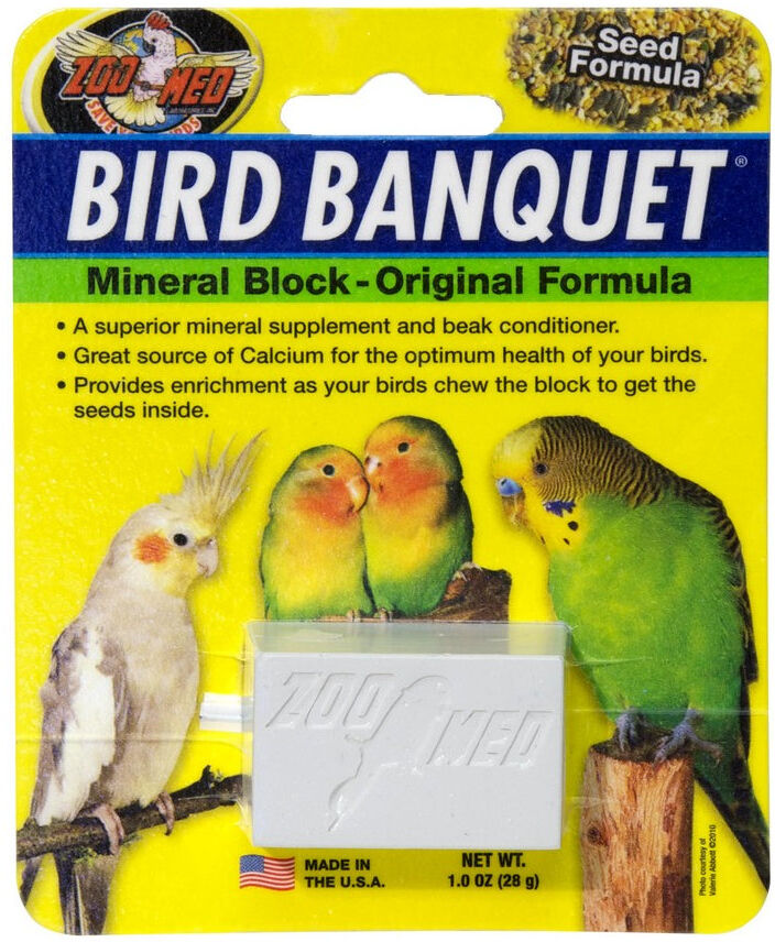 Real Pet Store Zoo Med Bird Banquet Mineral Block with Seeds 28g