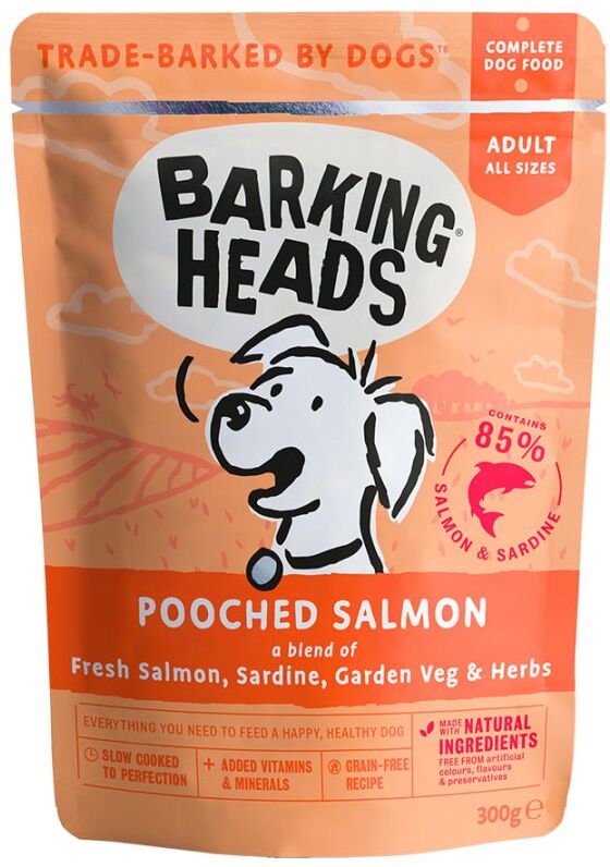 Real Pet Store Barking Heads Dog Food Wet Pouches Pooched Salmon 300g