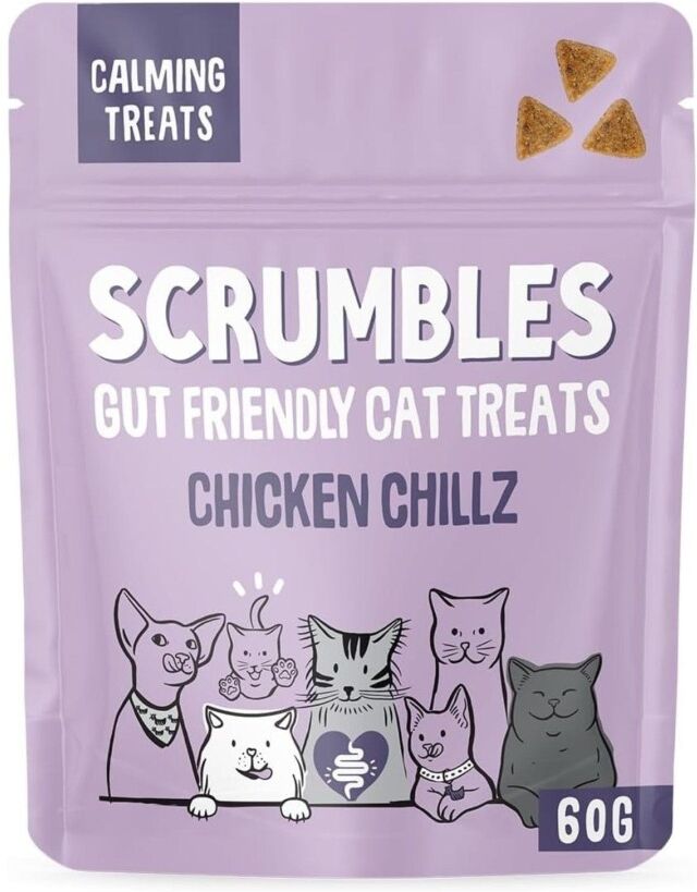 XS-Stock.com Ltd Scrumbles Gut Friendly Cat Kitten Treats Grain Free Natural Recipe 60g - Calming - Chicken Chillz