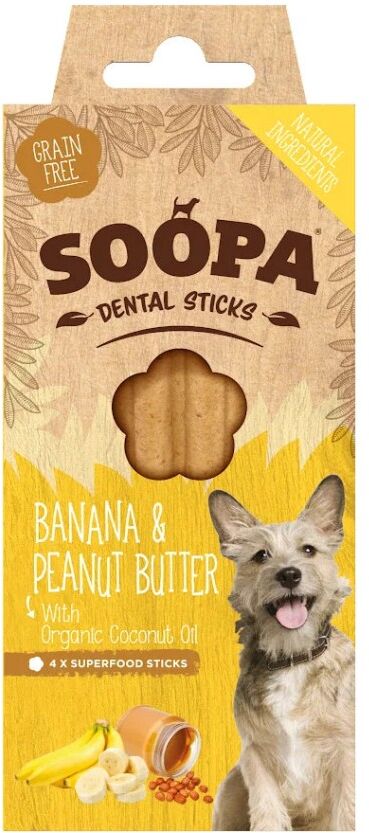 Real Pet Store Soopa Dental Sticks Banana & Peanut Butter 4 Sticks 100g