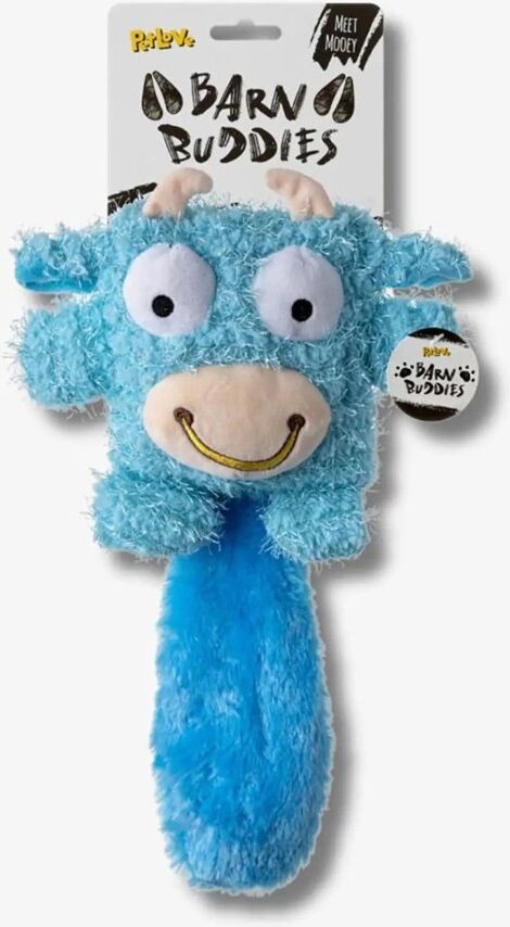 XS-Stock.com Ltd Meet Mooey Barn Buddies Dog Toy Squeaker Crinkle Tail Blue 36cm