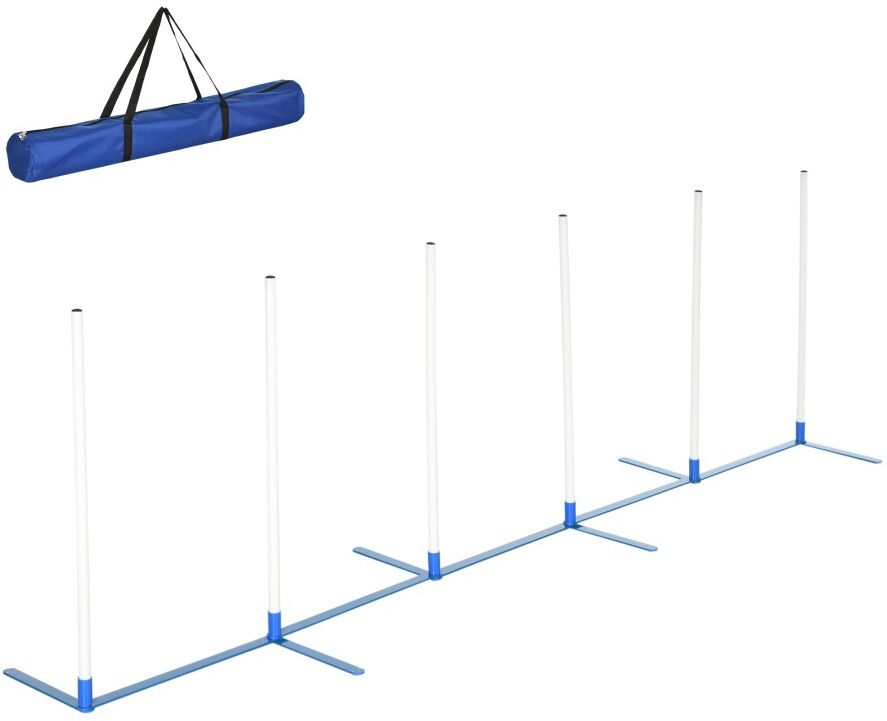 MHSTAR UK LTD PawHut Dog Weave Pole Set Agility Starter Kit Pet Outdoor Exercise Training Set