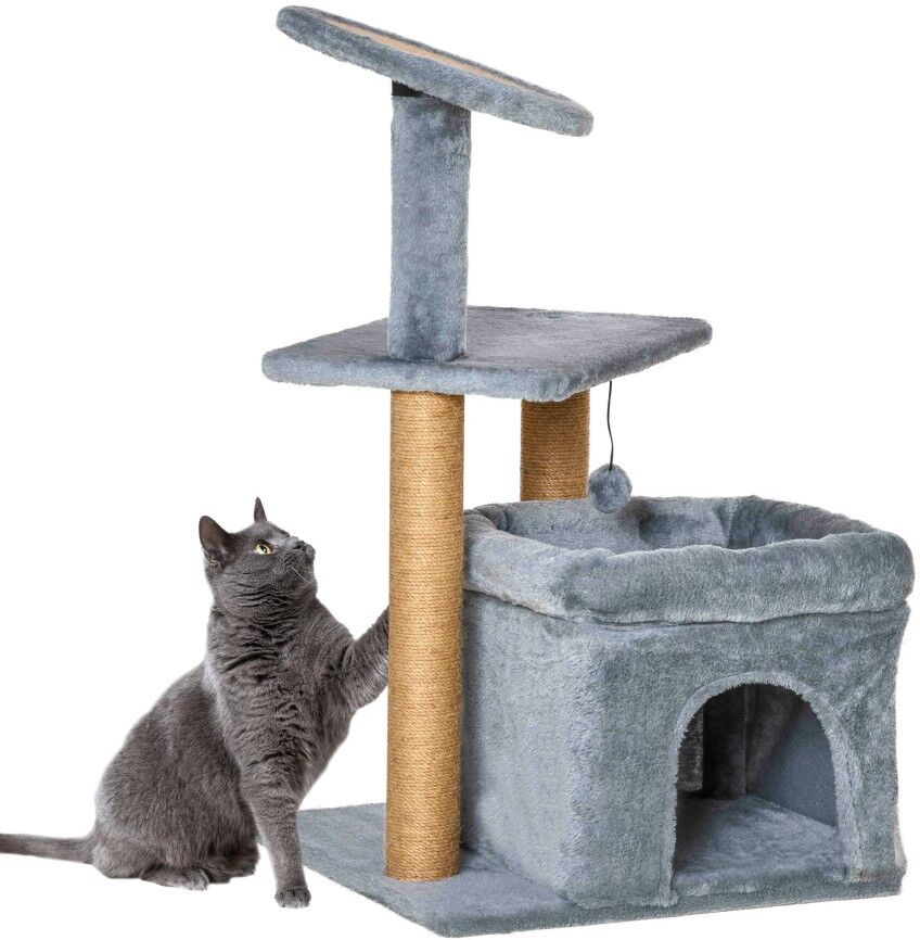 MHSTAR UK LTD PawHut Cat Tree Tower w/ Scratching Posts Pad Condo Perch Bed Ball Kitten Toy