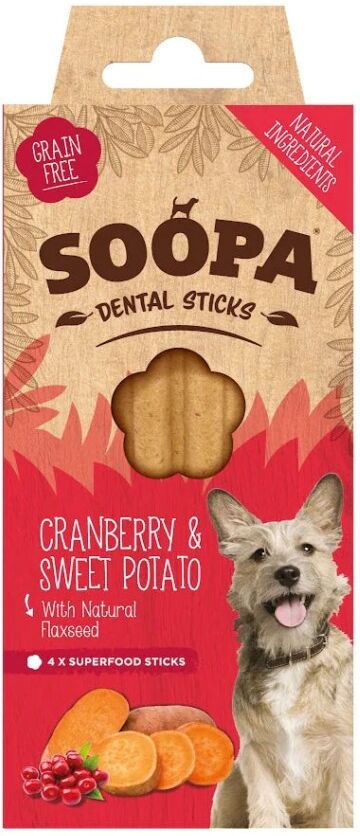 Real Pet Store Soopa Dental Sticks Cranberry & Sweet Potato 4 Sticks 100g