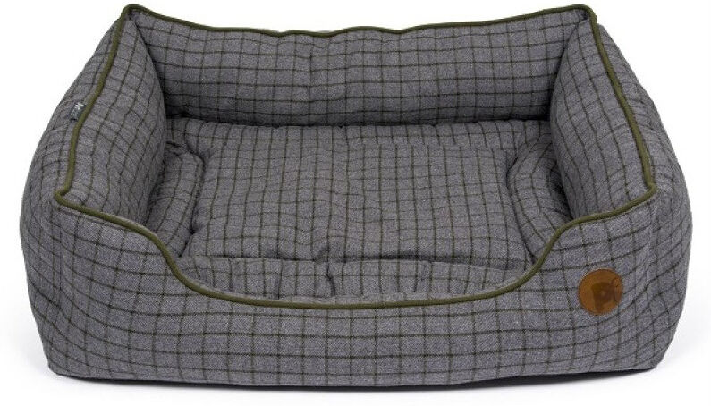 Gifts Direct 2 U Ltd Fluffy Rectangle Dog Bed, Moss Green Check