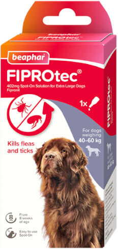 Real Pet Store Beaphar Fiprotec Spot On Flea / Tick Treatment Solution for X-Large Dogs Packs 1/4 - 4 Pipettes / Treatments