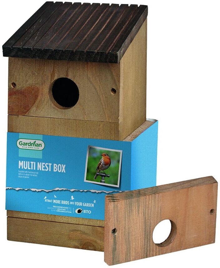 aroonz trading limited Gardman Adjustable Multi Bird Nest Box outdoor 3 entrance options Wild Bird