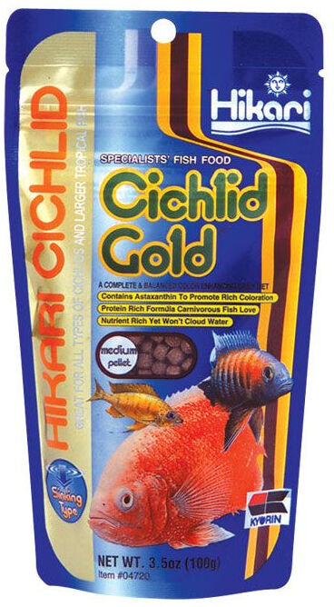 Real Aquatics Hikari Cichlid Gold Sinking Fish Food MEDIUM Pellets 100/342g - 342g