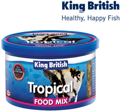 Real Aquatics King British Tropical Fish Food Mix Flake & Bloodworm 25g