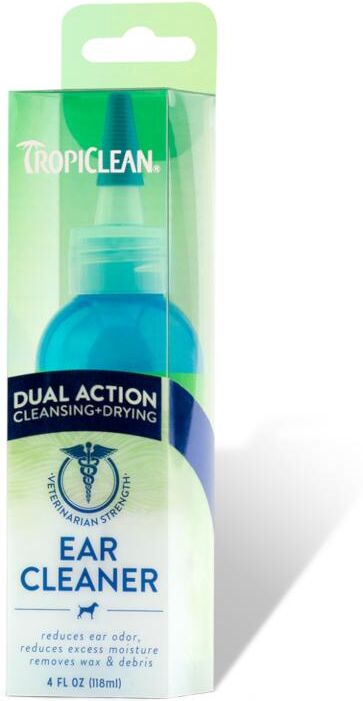 Real Pet Store TropiClean Ear Cleaner Dual Action Cleansing & Drying for Dogs & Cats 118ml