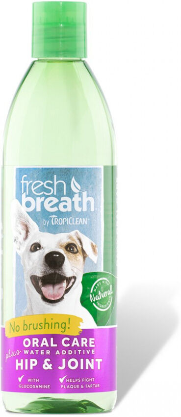 Real Pet Store Tropiclean Fresh Breath Oral Dental Care Water Additive for Dogs PLUS Hip & Joint 473ml