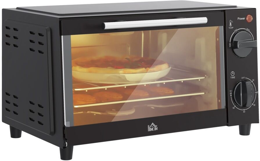 MHSTAR UK LTD HOMCOM Mini Oven 9L Countertop Electric Grill w/ Adjustable Temp Timer 750W