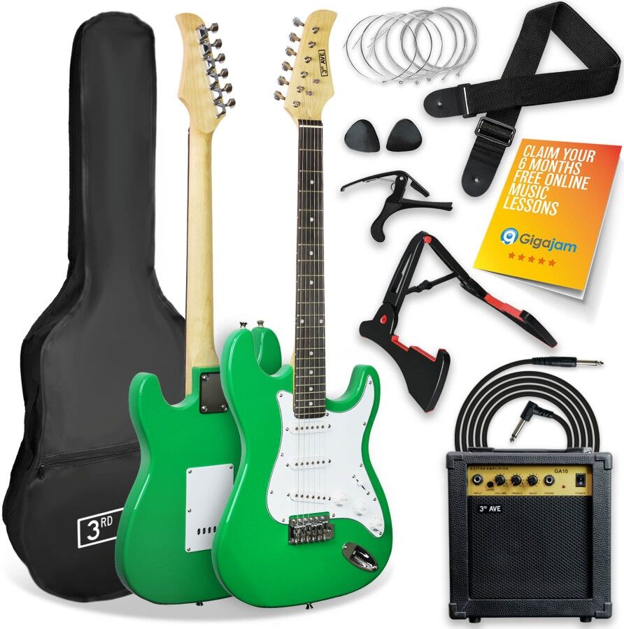NORMANS (BURTON UPON TRENT) LIMITED 3rd Avenue Full Size Electric Guitar Pack - Green