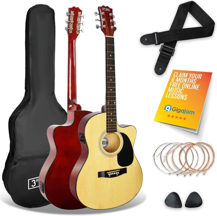 NORMANS (BURTON UPON TRENT) LIMITED 3rd Avenue Full Size Cutaway Electro Acoustic Guitar Pack - Natural