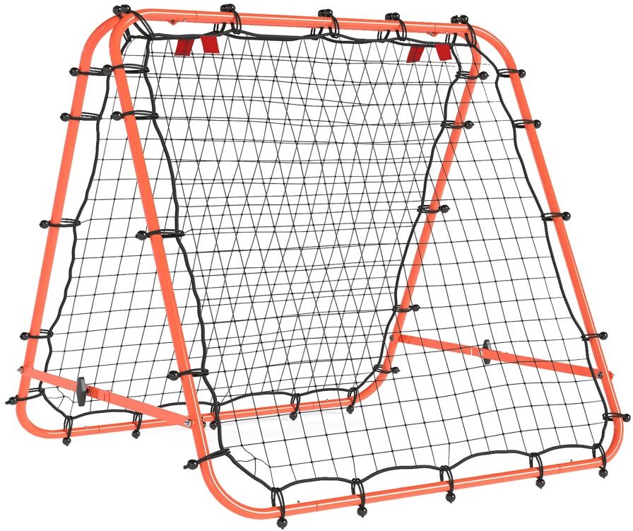 MHSTAR UK LTD HOMCOM Double-Sided Football Rebounder Net, Football Rebound Net Target Goal with Five Adjustable Angles, Training Equipment for Kids, Orange