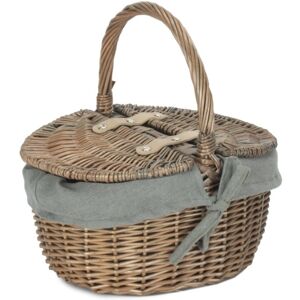 Red Hamper Small Antique Wash Double Lidded Oval Picnic Basket - Grey Red Hamper Small Antique Wash Double Lidded Oval Picnic Basket - Grey