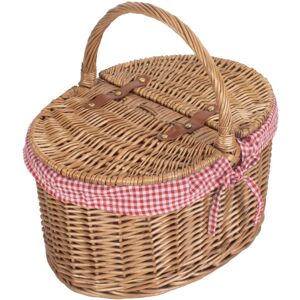 Red Hamper Large Light Steamed Oval Butterfly Lidded Picnic Basket - Red and White Red Hamper Large Light Steamed Oval Butterfly Lidded Picnic Basket - Red and White
