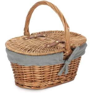 Red Hamper Childs Light Steamed Finish Oval Picnic Basket - Grey Red Hamper Childs Light Steamed Finish Oval Picnic Basket - Grey