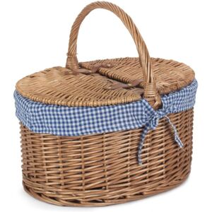 Red Hamper Large Light Steamed Oval Butterfly Lidded Picnic Basket - Blue and White Red Hamper Large Light Steamed Oval Butterfly Lidded Picnic Basket - Blue and White