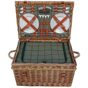 Red Hamper Burghley 4 Person Green Tweed Fitted Wicker Picnic Basket Red Hamper Burghley 4 Person Green Tweed Fitted Wicker Picnic Basket