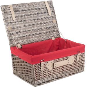 Red Hamper 51cm Antique Wash Wicker Picnic Basket with Cotton Lining - Red Red Hamper 51cm Antique Wash Wicker Picnic Basket with Cotton Lining - Red