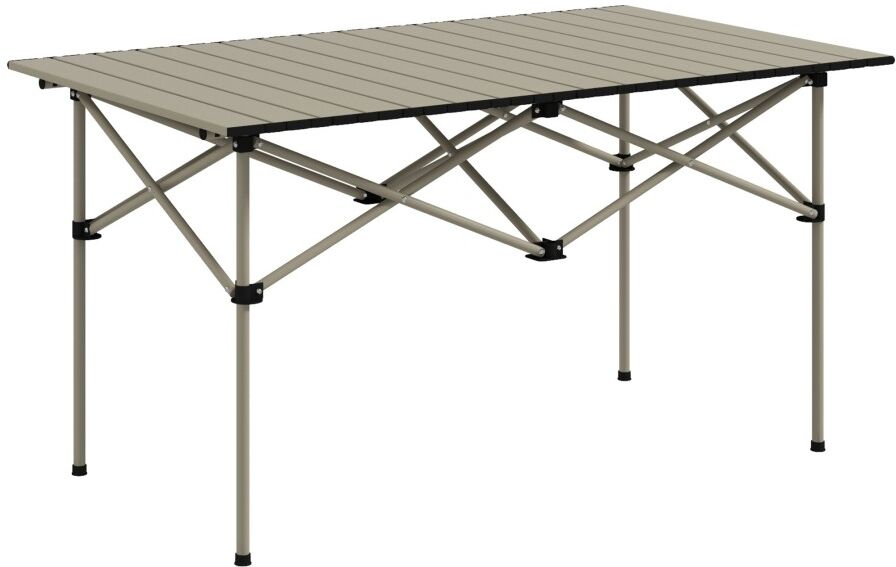 MHSTAR UK LTD Outsunny Portable Camping Table, Lightweight Folding Aluminium Picnic Table with Roll Up Top, Carry Bag for Outdoor Camping, Picnic, Hiking, Cooking,