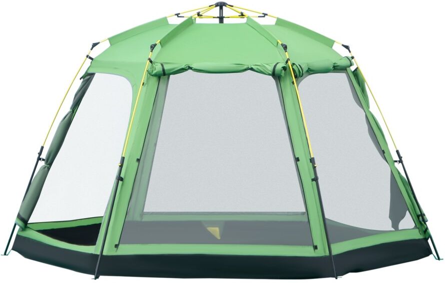 MHSTAR UK LTD 6 Person Pop Up Camping Tent, 2-Tier Design Backpacking Tent with 4 Windows 2 Doors Portable Carry Bag for Fishing Hiking, Green Outsunny