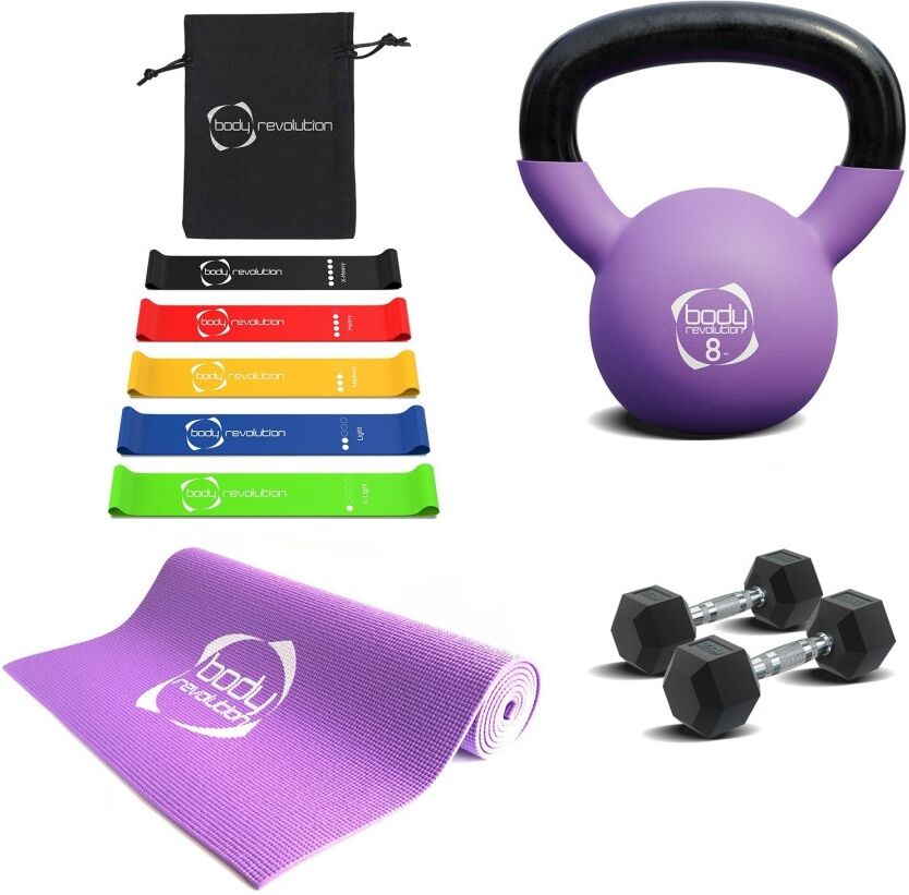 Monster Cable Home Strength Training Bundles - Dumbbells+ Kettlebell + Yoga Mat + Resistance Bands