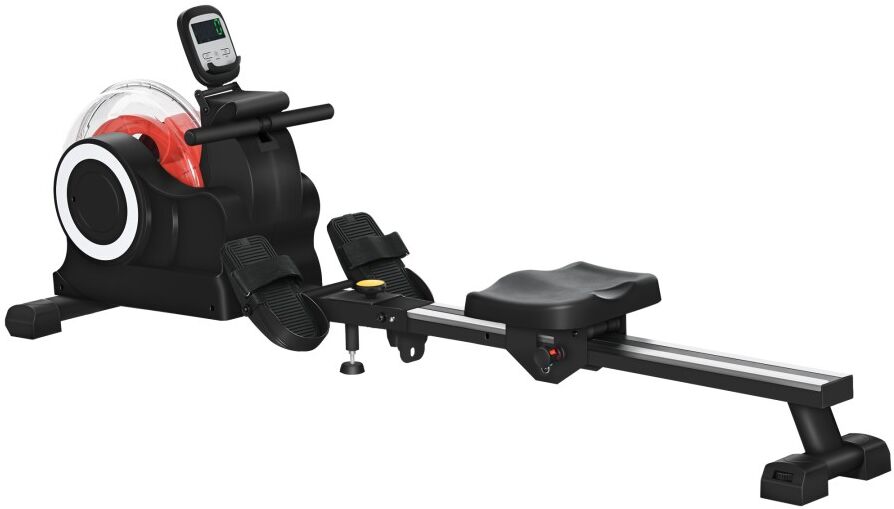 MHSTAR UK LTD SPORTNOW Water Rowing Machine, Foldable Rowing Machine for Home Gym, Portable Rower with Wheels, LCD Monitor and Tablet Holder for Cardio Training, Bl