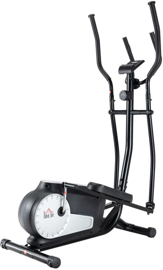 MHSTAR UK LTD HOMCOM Elliptical Cross Trainer, Home Cardio Workout Machine with Eight Level Magnetic Resistance, LCD Monitor, Heart Rate Sensor, Two Wheels