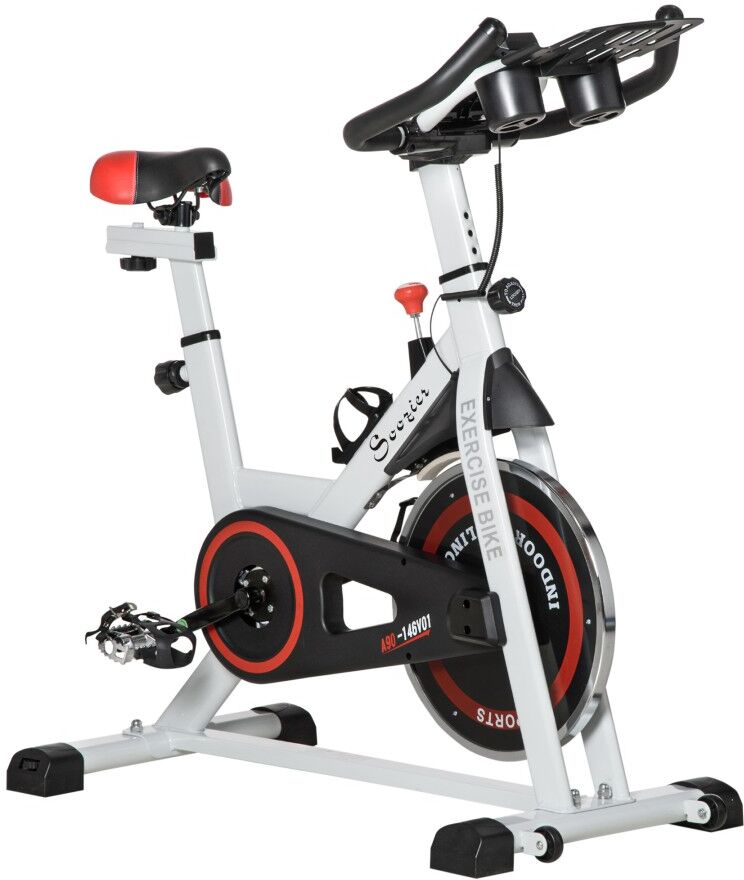 MHSTAR UK LTD HOMCOM Upright Exercise Bike 8kg Flywheel Indoor Training Cycling Machine Stationary Workout Bicycle with Adjustable Resistance Seat Handlebar LCD Dis