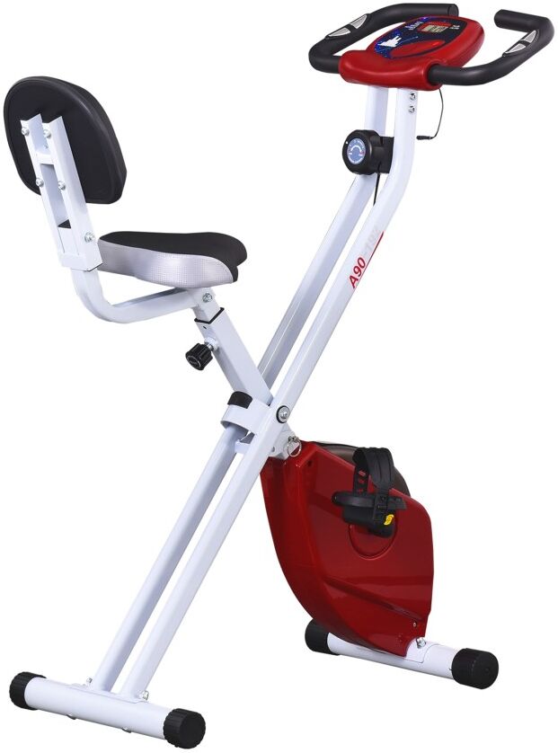 MHSTAR UK LTD HOMCOM Exercise Bike Fitness Bicycle Indoor trainer Foldable 8-level Magnetic Resistance Adjustable w/LCD Monitor Pulse Sensor