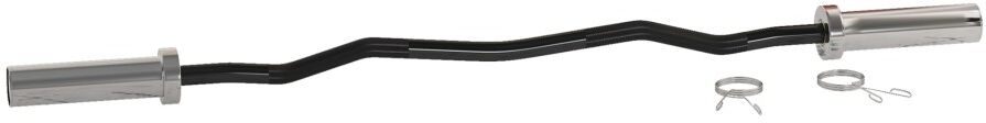 MHSTAR UK LTD SPORTNOW Olympic EZ Curl Bar, Barbell Bar for 5cm Weight Plates with Spring Clips, Home Gym Weight Lifting Bar, 120cm, 8kg