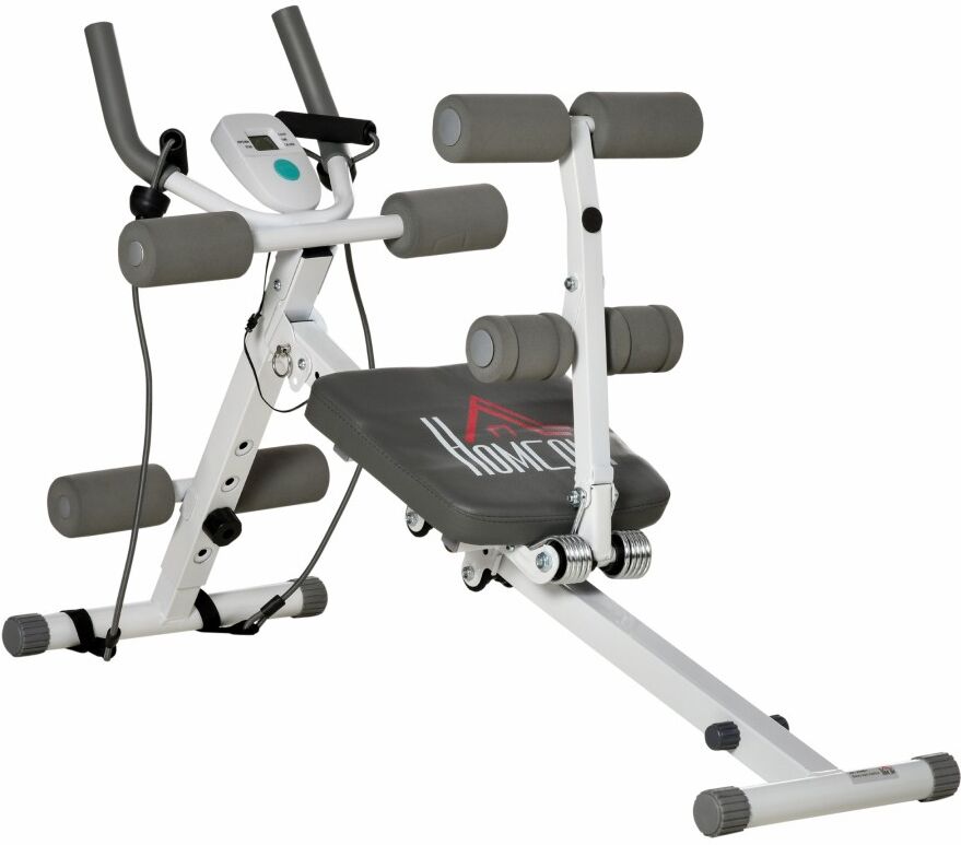 MHSTAR UK LTD HOMCOM 2-IN-1 Core Abdominal Ab Trainer Sit Up Bench with LCD Screen, Adjustable Fitness Crunch Machine for Home GYM