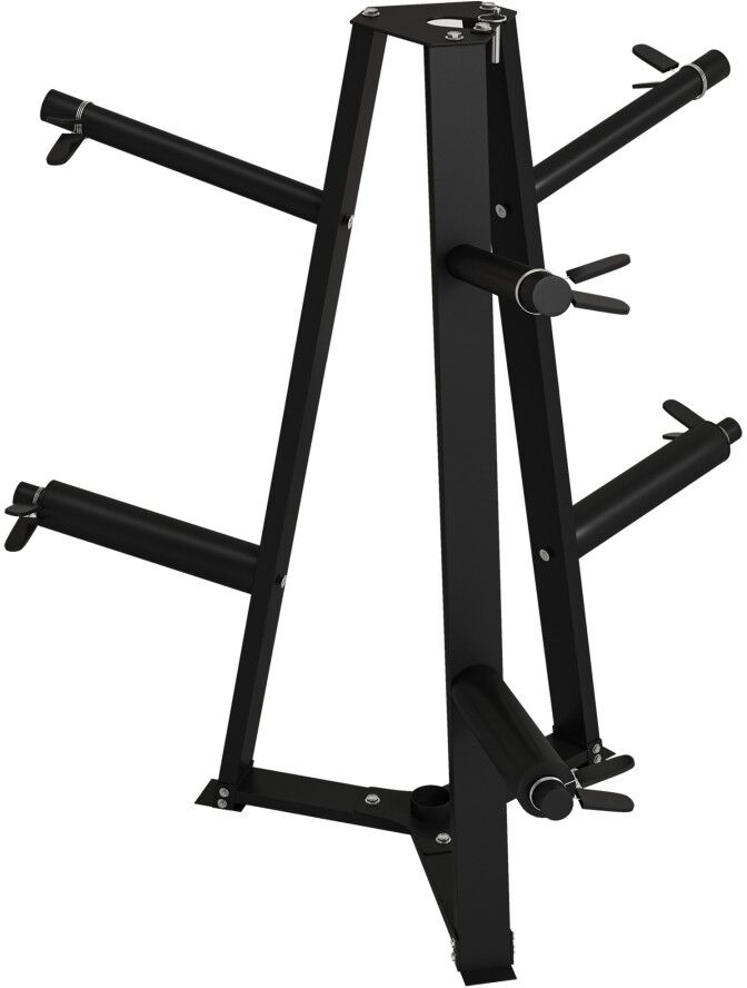 MHSTAR UK LTD SPORTNOW Weight Rack, Olympic Weight Tree for 5cm Weight Plates and Barbell Bar with 6 Fasten Clamps for Home Gym Storage, 300kg Capacity