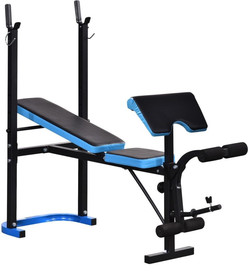 MHSTAR UK LTD HOMCOM Adjustable Weight Bench with Leg Developer Barbell Rack for Lifting and Strength Training Multifunctional Workout Station for Home Gym Fitness,