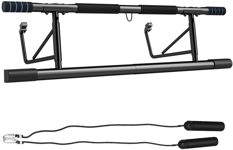 MHSTAR UK LTD SPORTNOW Pull-Up Bar Doorway with Resistance Bands, No Drilling Chin-Up Bar Push Up Stand with Padded Handles for Home Gym Exercise