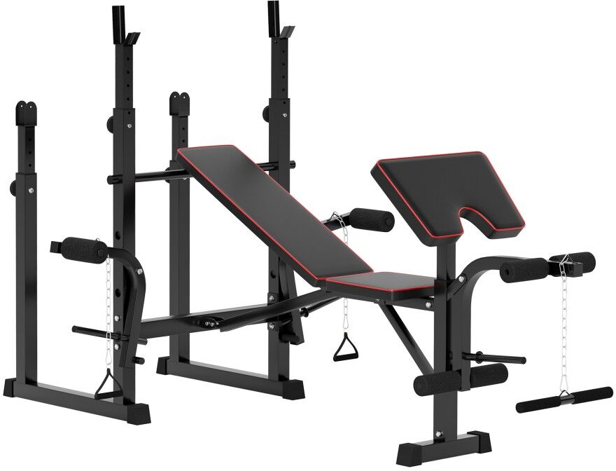 MHSTAR UK LTD SPORTNOW Folding Weight Bench with Bench Press Rack, Preacher Curl Bench, Leg Curl Machine, Incline or Flat Workout Bench for Home Gym Strength Traini