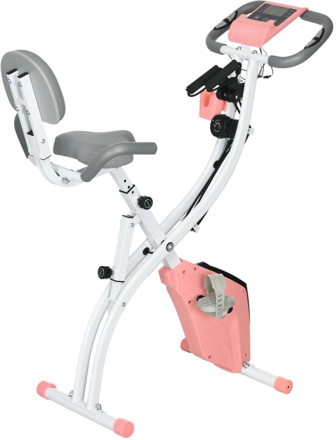MHSTAR UK LTD HOMCOM 2-in-1 Foldable Exercise Bike Recumbent Stationary Bike 8-Level Adjustable Magnetic Resistance with Pulse Sensor LCD Display