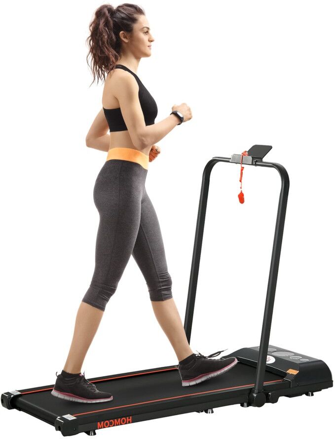 MHSTAR UK LTD HOMCOM Foldable Walking Treadmill Aerobic Exercise Machine w/ LED Display, for Home, Office, Fitness Studio, Training Room