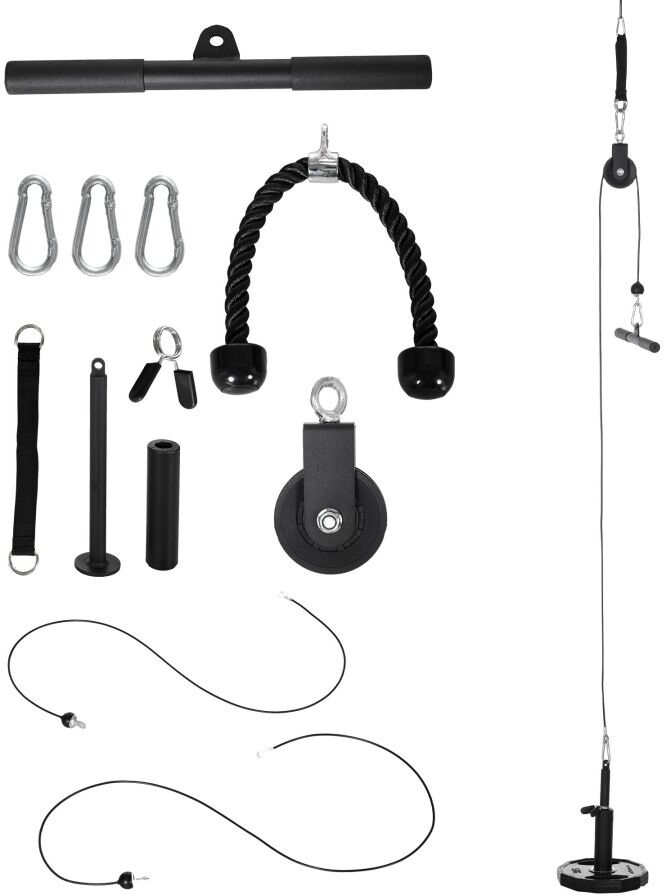MHSTAR UK LTD SPORTNOW Cable Machine Pulley System, Lat Pull Down System with DIY Loading Weight for Home Gym Biceps Triceps Arm Shoulder Back Training