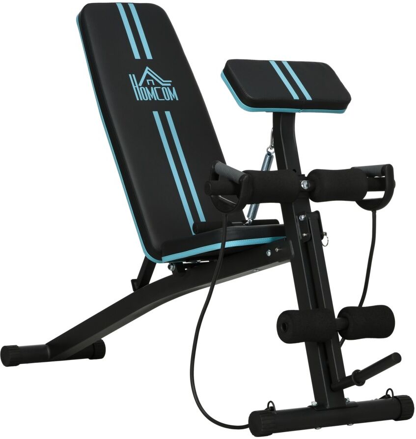 MHSTAR UK LTD HOMCOM Foldable Adjustable Weight Bench, Strength Training Sit Up Ab Bench Incline/Decline Home Gym Exercise for Full body Workout, Blue
