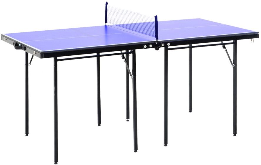 MHSTAR UK LTD HOMCOM Folding 5ft Mini Compact Table Tennis Top Ping Pong Table Set Professional Net Games Sports Training Play Blue