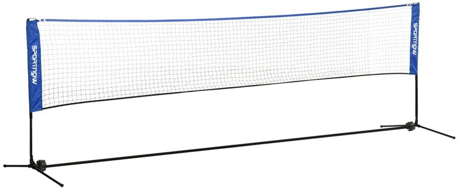 MHSTAR UK LTD SPORTNOW 4m Badminton Net, Foldable Height Adjustable Outdoor Sports Net with Carry Bag, for Tennis, Badminton, Pickleball, Volleyball, Black and Blue