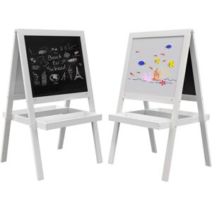 MHSTAR UK LTD AIYAPLAY Double-Sided Kids Easel, Art Easel for Toddlers, 2-in-1 Kids Whiteboard Blackboard with Storage Shelf for Ages 18-48 Months - White