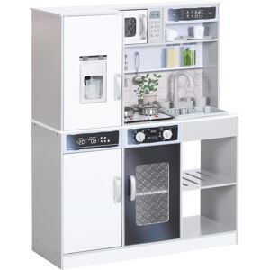 MHSTAR UK LTD AIYAPLAY Play Kitchen, Pretend Toy Kitchen, Kids Kitchen Playset with Sounds and Lights Cooking Stove, Running Water, Coffee Maker Refrigerator, Micro